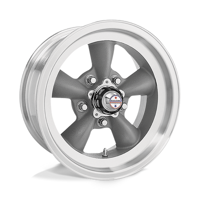 American Racing Vintage - VN105 TORQ THRUST D - Gunmetal - TORQ THRUST GRAY MACHINED LIP - 15" x 8", 0 Offset, 5x120.65 (Bolt Pattern), 83.1mm HUB