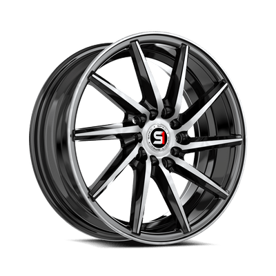 Spec-1 Racing - SP-74 - Black - Gloss Black & Machined - 16" x 6", 35 Offset, 5x100/114.3 (Bolt pattern), 73.10mm HUB