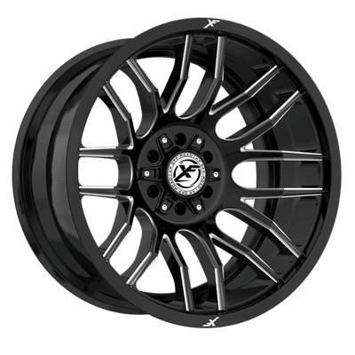 XF Off-Road - XF-232 - Black - Gloss Black Milled - 20" x 9", 12 Offset, 6x135/139.7 (Bolt pattern), 106.4mm HUB