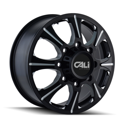 Cali Off-Road - BRUTAL - Black - BLACK/MILLED SPOKES - 22" x 8.25", 127 Offset, 8x210 (Bolt Pattern), 154.2mm HUB