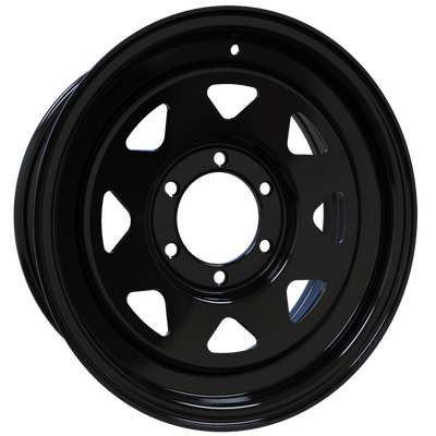 Envy Wheels - TRAILER STEEL SPOKE - Black - GLOSS BLACK - 16" x 6", 0 Offset, 6x139.7 (Bolt Pattern), 108mm HUB