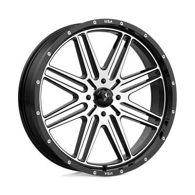 MSA Offroad Wheels - M38 BRUTE - Black - GLOSS BLACK MACHINED - 24" x 7", 10 Offset, 4x137 (Bolt Pattern), 112.1mm HUB