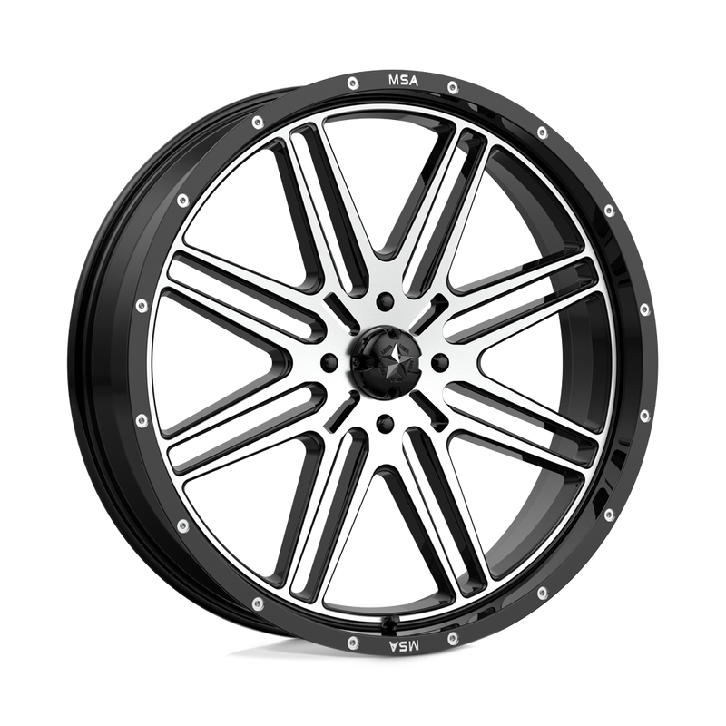 MSA Offroad Wheels - M38 BRUTE - Black - GLOSS BLACK MACHINED - 24" x 7", 10 Offset, 4x137 (Bolt Pattern), 112.1mm HUB