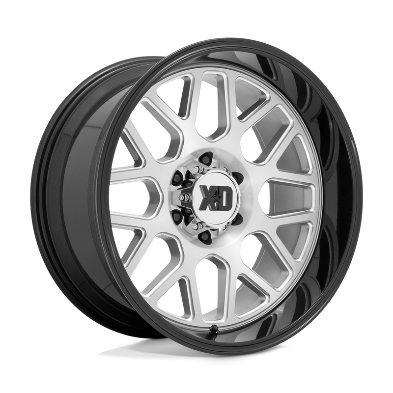 XD Series - XD849 GRENADE 2 - Black - BRUSHED MILLED WITH GLOSS BLACK LIP - 20" x 10", -18 Offset, 8x165.1 (Bolt Pattern), 125.1mm HUB