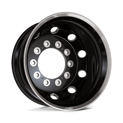 ATX - AO404 JOURNEY - Black - SATIN BLACK WITH POLISHED LIP OUTER - 22.5" x 8.25", -168 Offset, 10x285.75 (Bolt Pattern), 220.1mm HUB