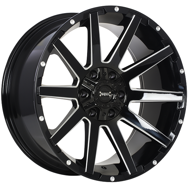 Ruffino HARD - Sinner - Black - Gloss Black - Milled Edge - 20" x 9", 15 Offset, 5x127/139.7 (Bolt Pattern), 77.8mm HUB
