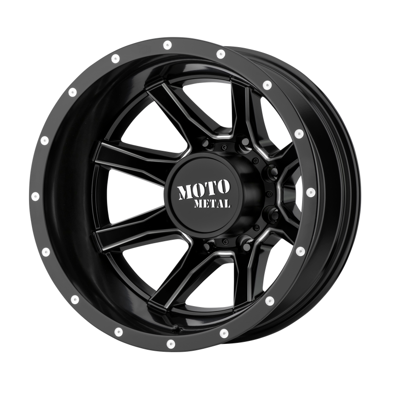 Moto Metal - MO995 - Gunmetal - SATIN BLACK MILLED - REAR - 17" x 6.5", -155 Offset, 8x165.1 (Bolt Pattern), 125.1mm HUB
