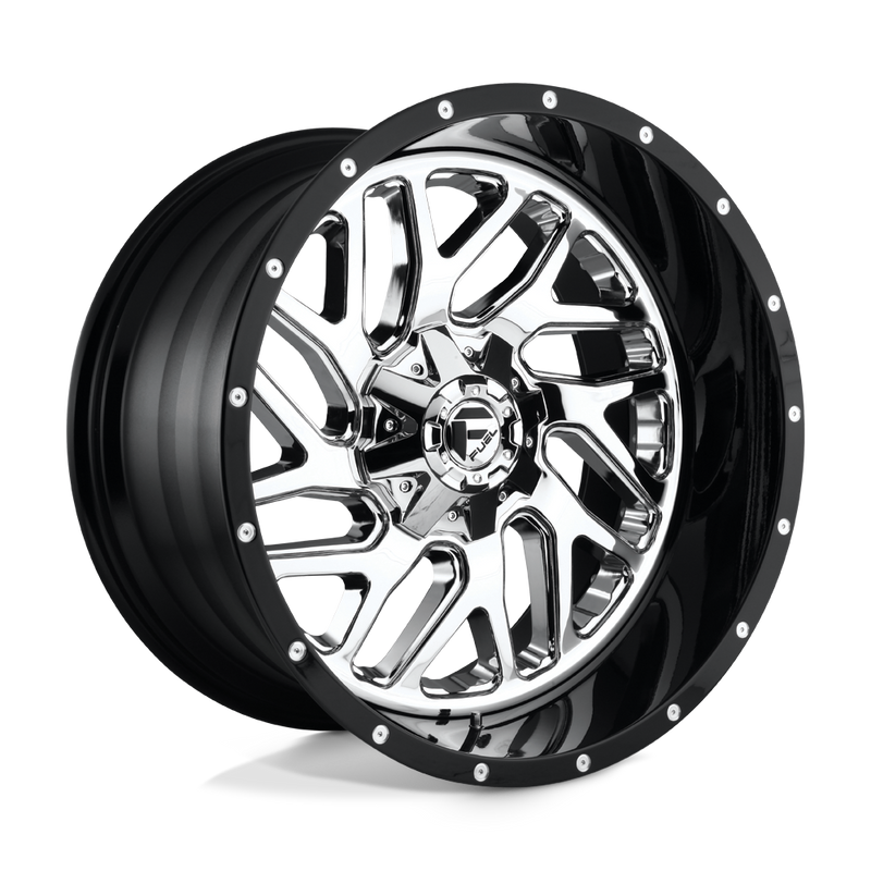 Fuel - D211 TRITON - Polished - CHROME PLATED GLOSS BLACK LIP - 22" x 12", -44 Offset, 8x180 (Bolt Pattern), 124.2mm HUB