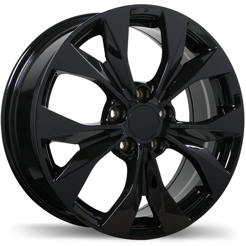 Replika - R192 - Black - Gloss Black - 17" x 7", 45 Offset, 5x114.3 (Bolt Pattern), 64.1mm HUB