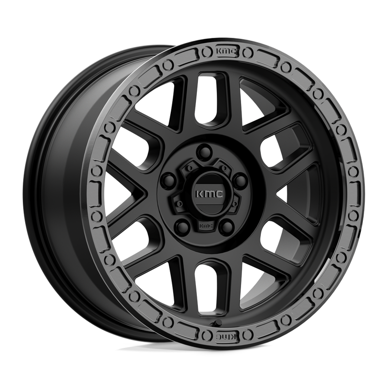 KMC Wheels - KM544 MESA - Black - SATIN BLACK WITH GLOSS BLACK LIP - 17" x 8.5", 0 Offset, 5x127 (Bolt Pattern), 71.5mm HUB