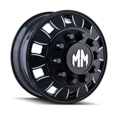 Mayhem - BIGRIG - Black - BLACK/MILLED SPOKES - 22.5" x 8.25", 169 Offset, 10x285.75 (Bolt Pattern), 220.1mm HUB