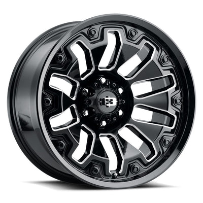 Vision Wheel Off-Road - 362 ARMOR - Black - Gloss Black Milled Spoke with Black Bolt Inserts - 20" x 9", 12 Offset, 8x180 (Bolt Pattern), 124.2mm HUB