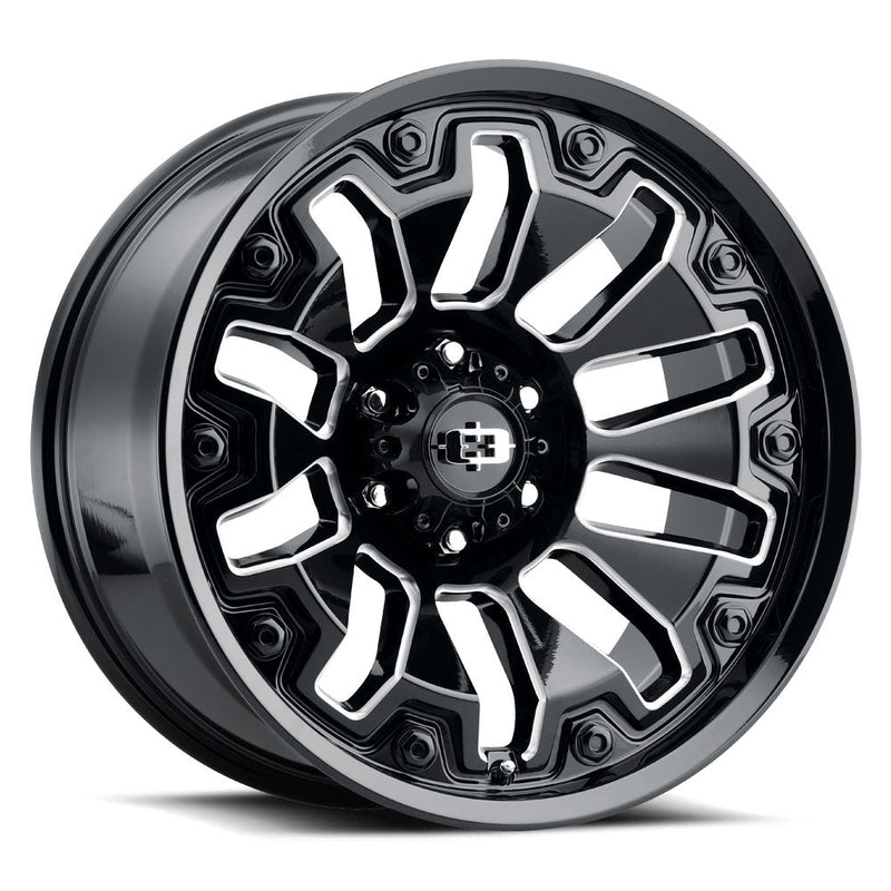 Vision Wheel Off-Road - 362 ARMOR - Black - Gloss Black Milled Spoke with Black Bolt Inserts - 20" x 9", 12 Offset, 8x180 (Bolt Pattern), 124.2mm HUB