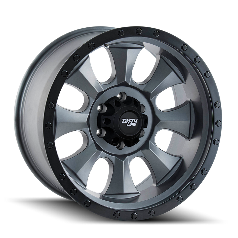 Dirty Life - IRONMAN - Gunmetal - MATTE GUNMETAL/BLACK BEADLOCK - 20" x 9", 18 Offset, 5x150 (Bolt Pattern), 110mm HUB