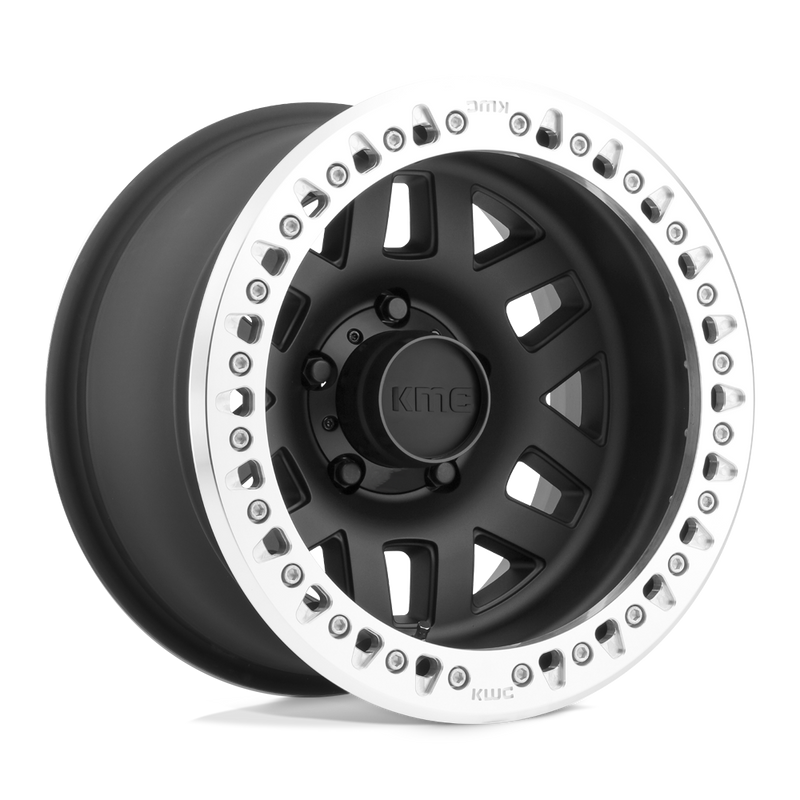 KMC Wheels - KM229 MACHETE CRAWL BEADLOCK - Black - SATIN BLACK MACHINED BEAD RING - 17" x 9", -38 Offset, 8x165.1 (Bolt Pattern), 125.1mm HUB