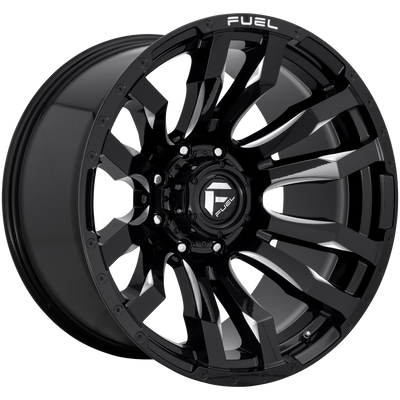 Fuel - D673 BLITZ - Black - GLOSS BLACK MILLED - 18" x 9", -12 Offset, 8x165.1 (Bolt Pattern), 125.1mm HUB
