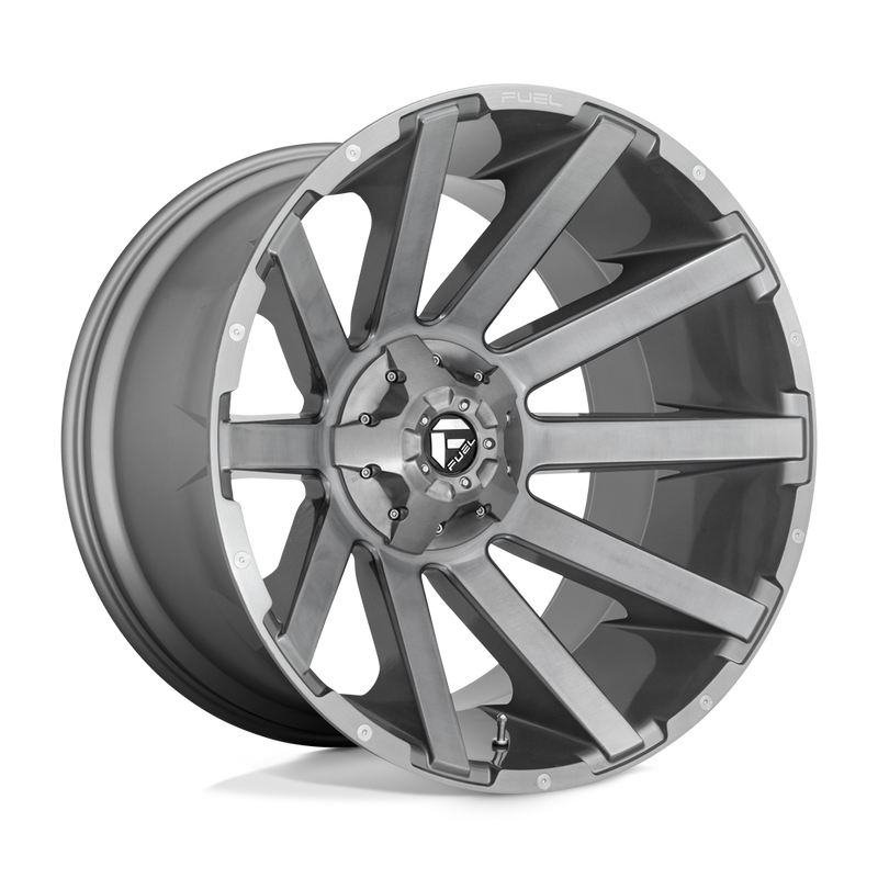 Fuel - D714 CONTRA PLATINUM - Gunmetal - BRUSHED GUN METAL TINTED CLEAR - 24" x 14", -75 Offset, 5x127/139.7 (Bolt Pattern), 87.1mm HUB