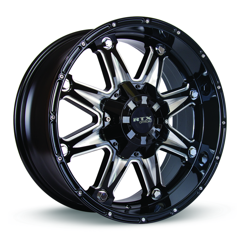 RTX Wheels - Spine - Black - Black with Milled Spokes - 20" x 9", 10 Offset, 6x135/139.7 (Bolt Pattern), 87.1mm HUB