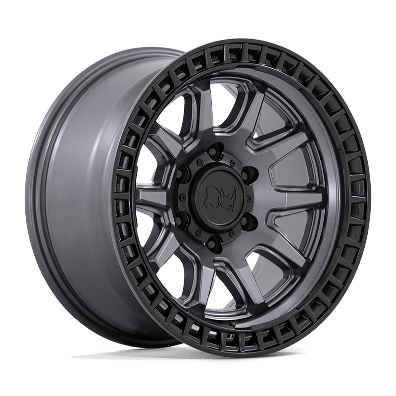 Black Rhino - CALICO - Gunmetal - MATTE GUNMETAL WITH MATTE BLACK LIP - 17" x 8.5", -10 Offset, 6x139.7 (Bolt Pattern), 106.1mm HUB