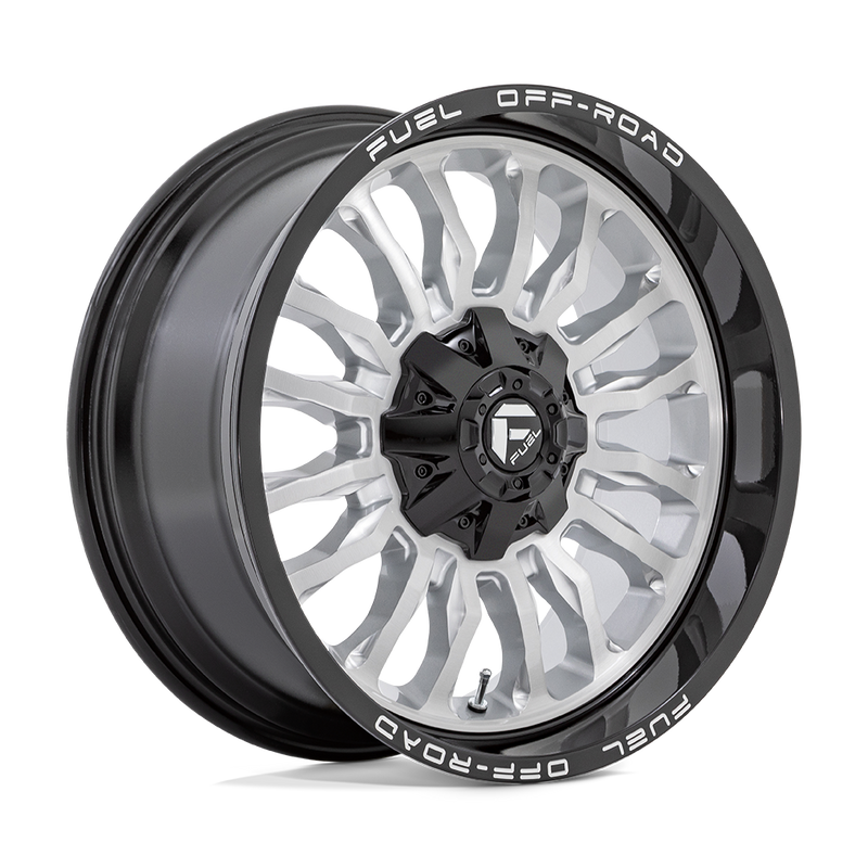 Fuel - D798 ARC - Silver - SILVER BRUSHED FACE WITH MILLED BLACK LIP - 22" x 10", -18 Offset, 8x165.1 (Bolt Pattern), 125.1mm HUB