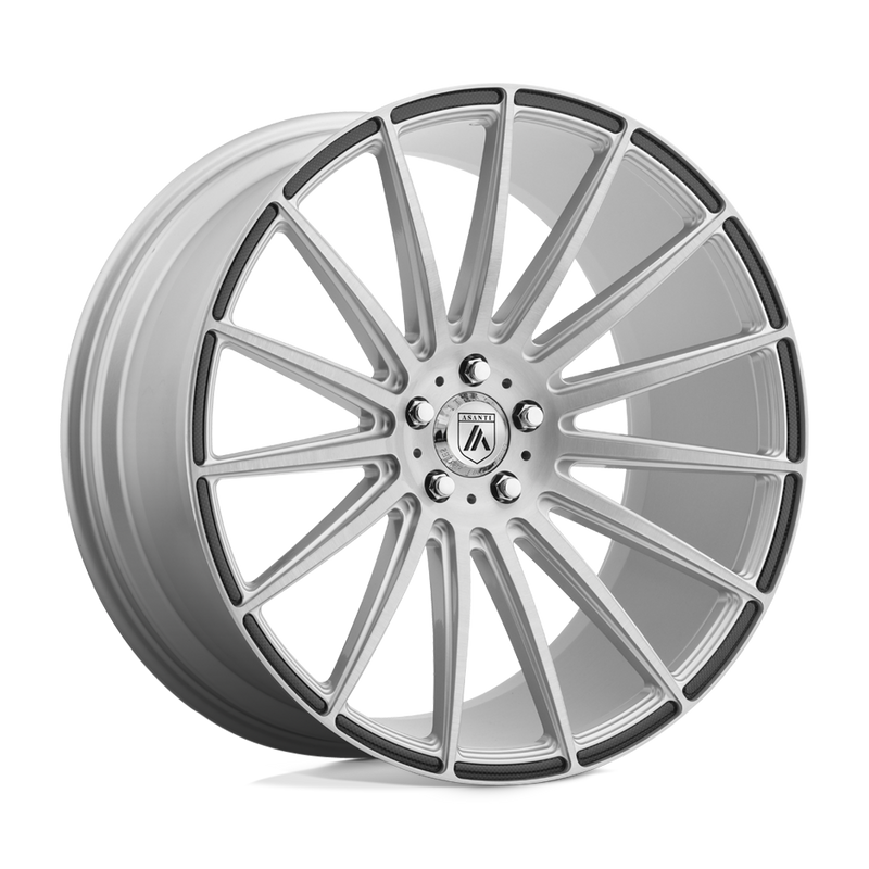 Asanti Black - ABL-14 POLARIS - Silver - Brushed Silver Carbon Fiber Insert - 20" x 10.5", 20 Offset, 5x115 (Bolt Pattern), 72.6mm HUB