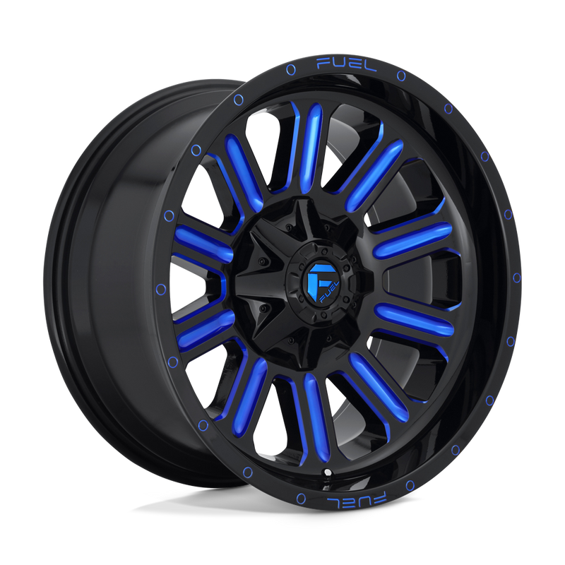Fuel - D646 HARDLINE - Black - GLOSS BLACK BLUE TINTED CLEAR - 22" x 12", -45 Offset, 6x135/139.7 (Bolt Pattern), 106.1mm HUB