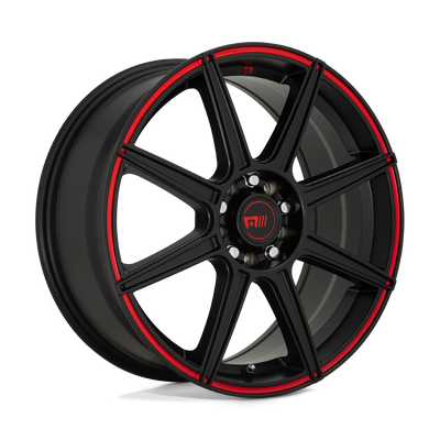 Motegi - MR142 CS8 - Black - SATIN BLACK WITH RED STRIPE - 17" x 7", 40 Offset, 5x100/114.3 (Bolt Pattern), 72.6mm HUB