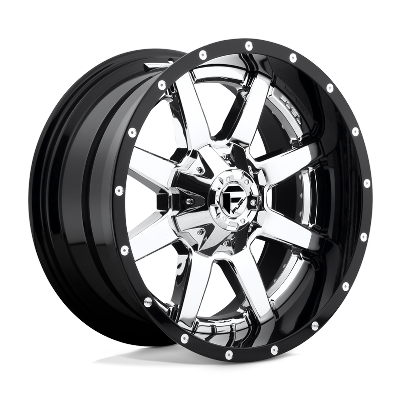 Fuel - D260 MAVERICK - Polished - CHROME PLATED GLOSS BLACK LIP - 20" x 12", -44 Offset, 8x170 (Bolt Pattern), 125.1mm HUB
