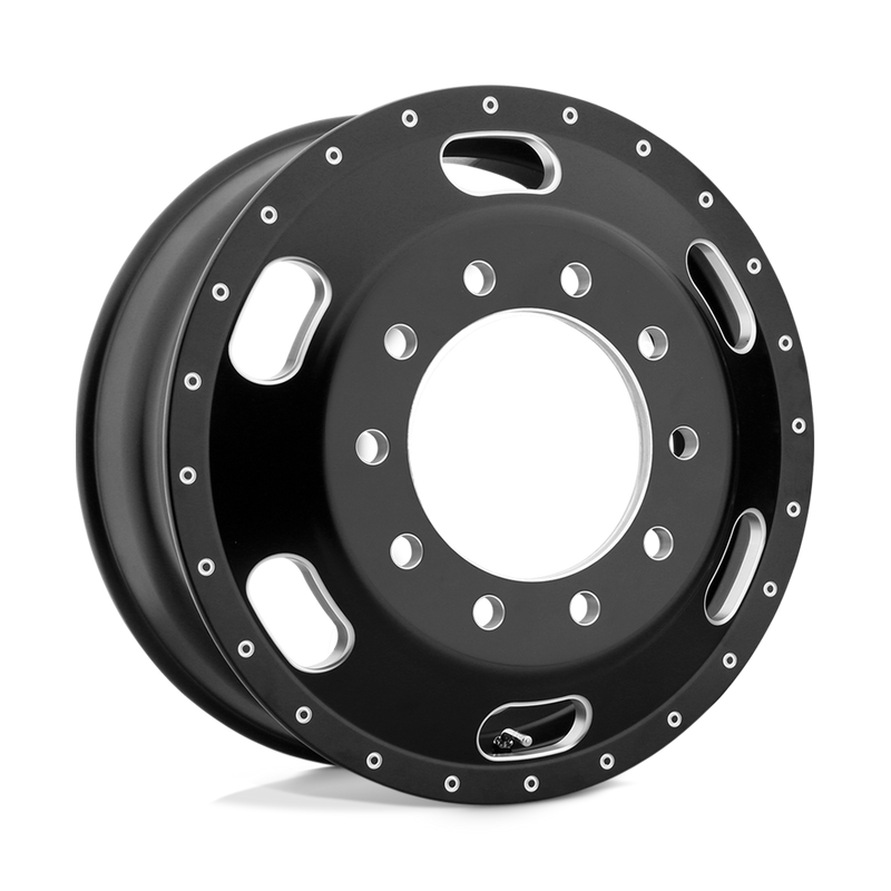 ATX - AO402 INDY - Black - SATIN BLACK MILLED - 22.5" x 8.25", 145 Offset, 10x285.75 (Bolt Pattern), 220.1mm HUB