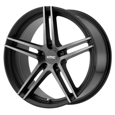 KMC Wheels - KM703 MONOPHONIC - Black - Satin Black Titanium Black Face - 19" x 9.5", 45 Offset, 5x120 (Bolt Pattern), 74.1mm HUB