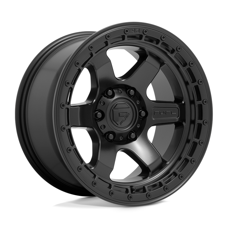Fuel - D750 BLOCK - Black - MATTE BLACK WITH BLACK RING - 18" x 9", -12 Offset, 5x127 (Bolt Pattern), 71.5mm HUB