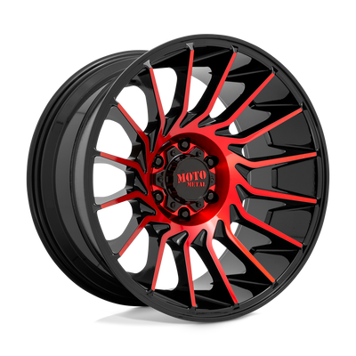 Moto Metal - MO807 - Black - GLOSS BLACK MACHINED WITH RED TINT - 20" x 10", -18 Offset, 8x165.1 (Bolt Pattern), 125.1mm HUB