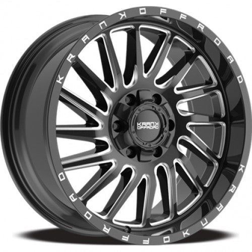 KranK Off-road - Coil - Black - Gloss Black Milled - 22" x 12", -44 Offset, 6x135/139.7 (Bolt Pattern), 108mm HUB