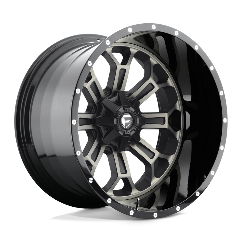 Fuel - D561 CRUSH - Black - GLOSS MACHINED DOUBLE DARK TINT - 22" x 12", -44 Offset, 8x170 (Bolt Pattern), 125.1mm HUB