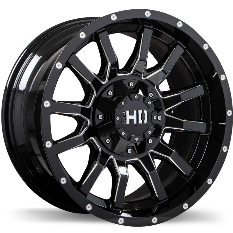 Fast HD - TRAXX - Black - Gloss Black with Milled Trim - 17" x 9", -15 Offset, 6x135/139.7 (Bolt Pattern), 87.1mm HUB