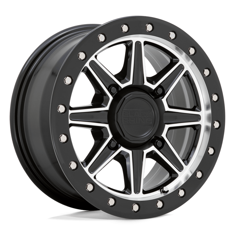 Black Rhino Powersports - WEBB UTV - Black - GLOSS BLACK WITH MACHINED FACE - 14" x 7", 51 Offset, 4x110 (Bolt Pattern), 80.2mm HUB