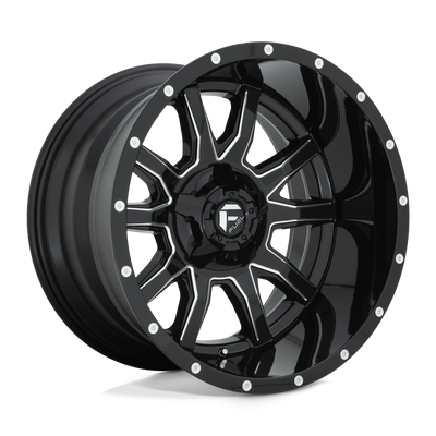 Fuel - D627 VANDAL - Black - GLOSS BLACK MILLED - 20" x 12", -43 Offset, 5x139.7/150 (Bolt Pattern), 110.1mm HUB