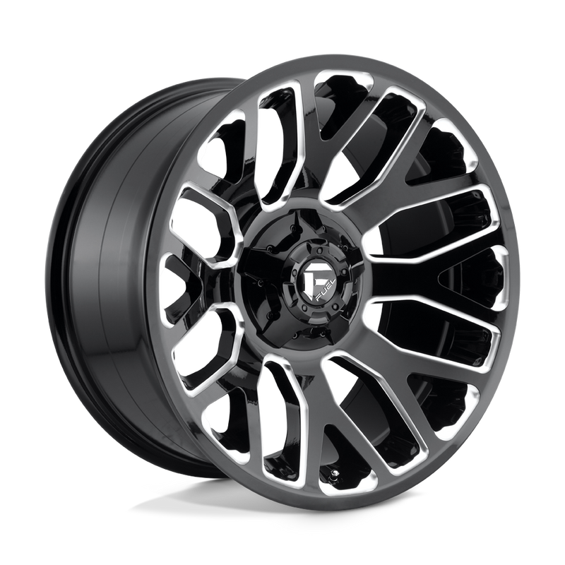 Fuel - D607 WARRIOR - Black - GLOSS BLACK MILLED - 20" x 10", -18 Offset, 8x180 (Bolt Pattern), 124.2mm HUB