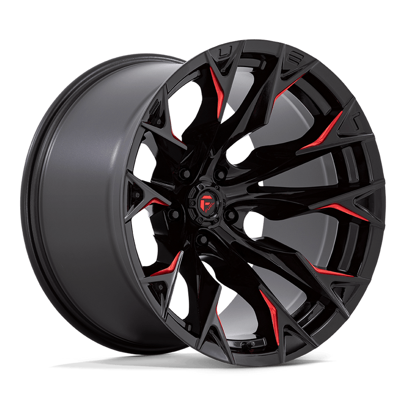 Fuel - D823 FLAME - Black - GLOSS BLACK MILLED WITH CANDY RED - 20" x 12", -44 Offset, 5x127 (Bolt Pattern), 71.5mm HUB