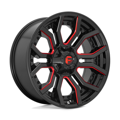 Fuel - D712 RAGE - Black - GLOSS BLACK RED TINTED CLEAR - 24" x 12", -44 Offset, 8x180 (Bolt Pattern), 124.2mm HUB