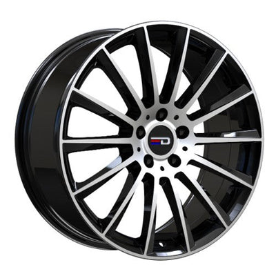 Euro Design - Sacco - Black - Gloss Black Machined - 19" x 8", 30 Offset, 5x112 (Bolt Pattern), 66.6mm HUB