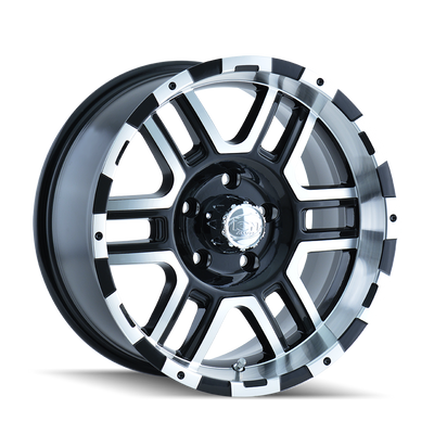 Ion Alloy - 179 - Black - BLACK/MACHINED FACE/MACHINED LIP - 20" x 9", 30 Offset, 5x150 (Bolt Pattern), 110mm HUB