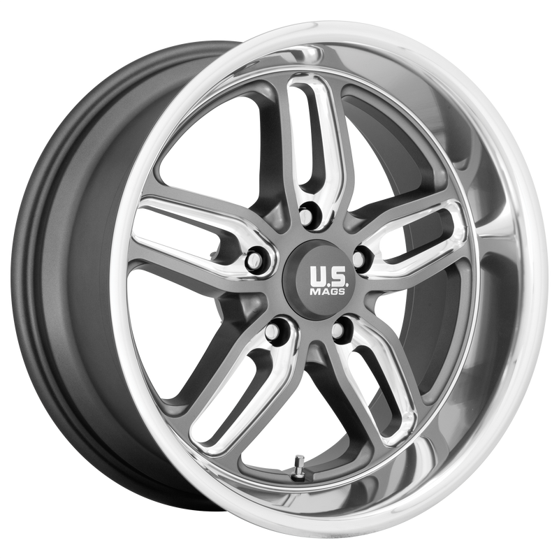 US Mag - U129 CTEN - Gunmetal - MATTE GUN METAL MILLED - 18" x 9.5", 1 Offset, 5x120.65 (Bolt Pattern), 72.56mm HUB