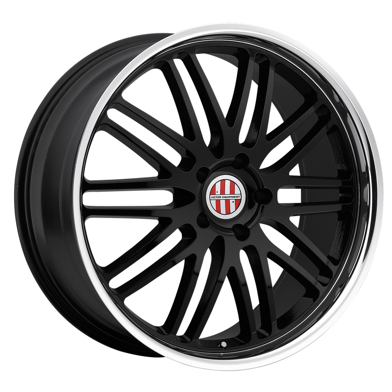 Victor Equipment Wheels - LEMANS - Black - GLOSS BLACK W/ MIRROR CUT LIP - 18" x 8", 45 Offset, 5x130 (Bolt Pattern), 71.5mm HUB