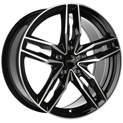 Dai Alloys - Moda - Black - Gloss Black - Machined Face - 16" x 7", 40 Offset, 5x114.3 (Bolt Pattern), 67.1mm HUB