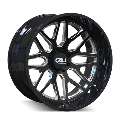 Cali Off-Road - INVADER - Black - GLOSS BLACK MILLED - 28" x 12", -44 Offset, 8x170 (Bolt Pattern), 125.2mm HUB