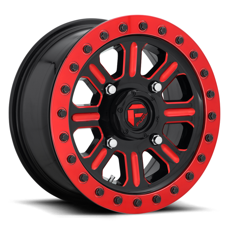 Fuel UTV - D911 HARDLINE BEADLOCK - Black - GLOSS BLACK RED TINTED CLEAR - 15" x 10", 25 Offset, 4x137 (Bolt Pattern), 110.1mm HUB