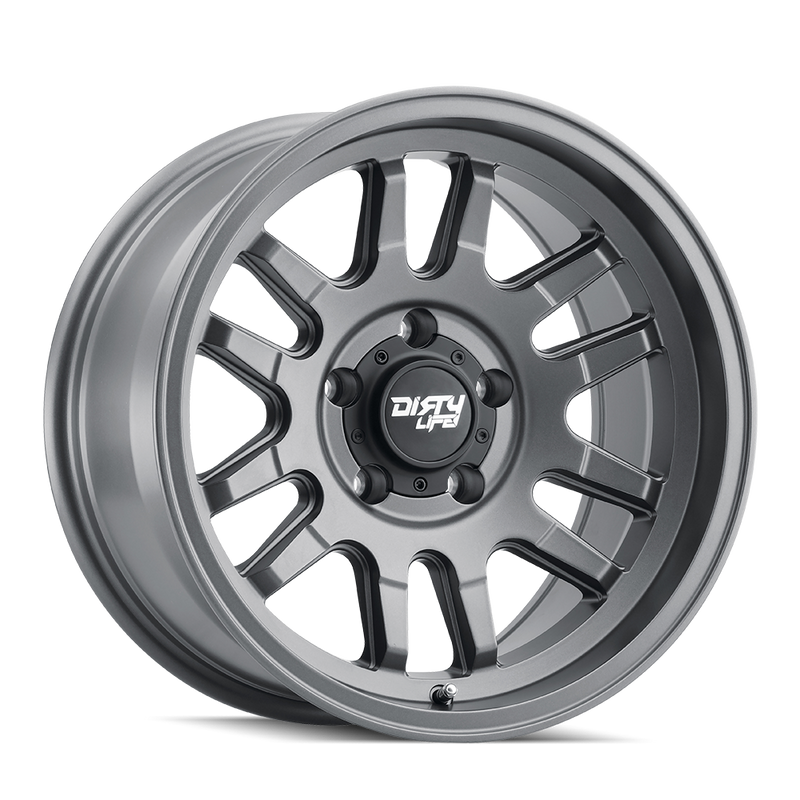 Dirty Life - CANYON - Grey - SATIN GRAPHITE - 17" x 9", -12 Offset, 6x139.7 (Bolt Pattern), 106mm HUB