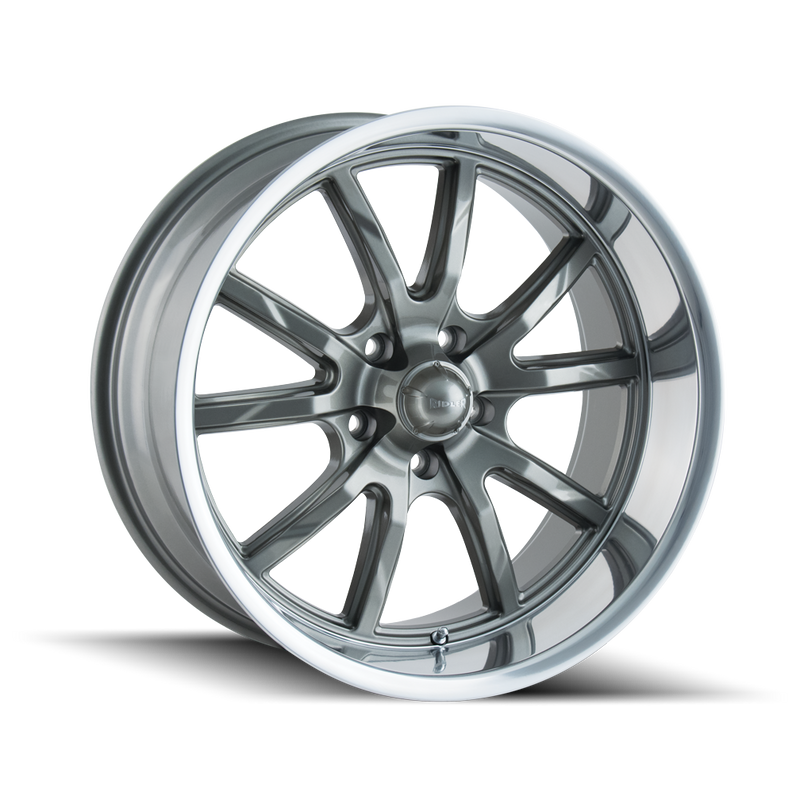 Ridler - 650 - Grey - GREY/POLISHED LIP - 20" x 10", 0 Offset, 5x114.3 (Bolt Pattern), 83.8mm HUB