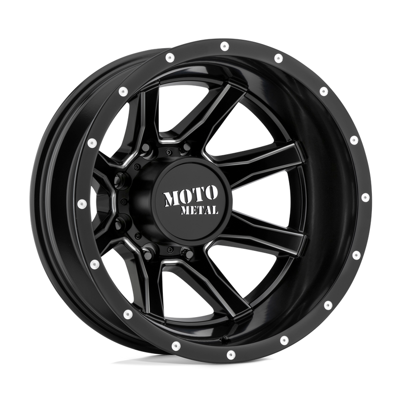Moto Metal - MO995 - Black - SATIN BLACK MILLED - 17" x 6.5", -140 Offset, 8x165.1 (Bolt Pattern), 125.1mm HUB